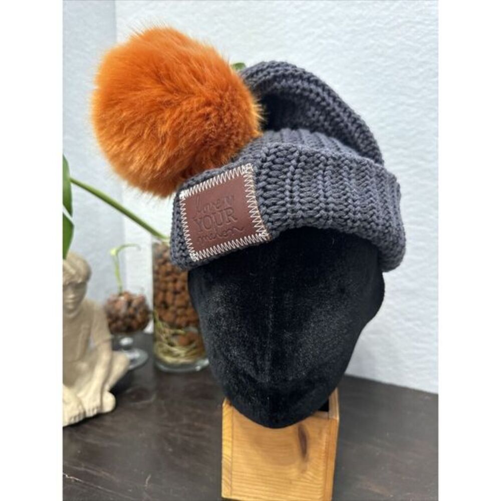 Love Your Melon Blue With Orange‎ Pom Beanie
